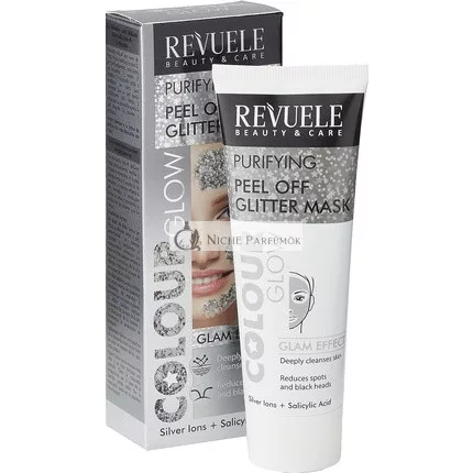 Revuele Peel Off Glitter Maske Farbglanz Silber mit Silberionen und Salicylsäure 80ml