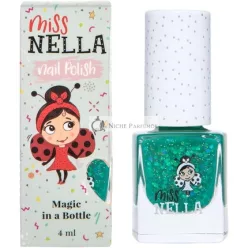   Miss Nella Field Trips Biztonságos Különleges Sötét Zöld Körömlakk Gyerekeknek, Nem Mérgező, Szagtalan Formula, Természetes Vízalapú, Könnyen Levehető