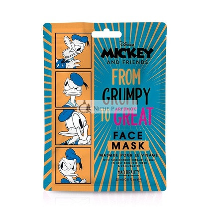MAD Beauty Disney Gesichtsmaske Donald Duck von Mickey Mouse Freunden, Feuchtigkeitsspendende und Verjüngende Tuchmaske