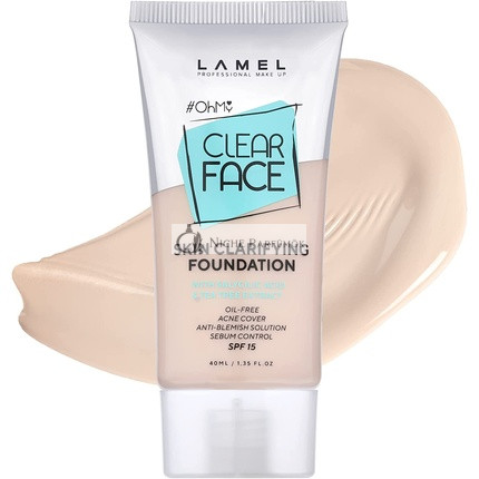 Lamel OhMy Clear Arcfond, Hidratált és Egységes Bőrszín, Könnyű Fedés, Soft Beige N.401