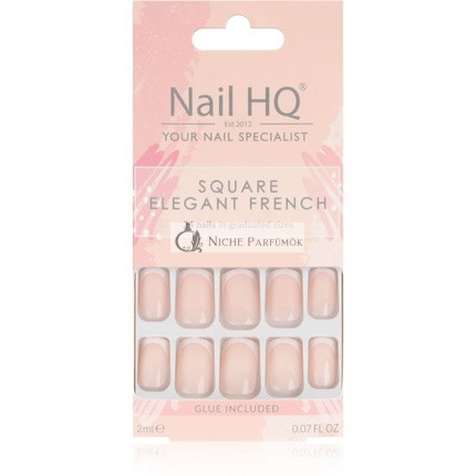 Nail HQ Elegáns Francia Négyzet Alakú Műkörmök - 24 darab
