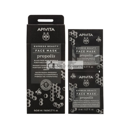 APIVITA Schwarze Maske zur Reinigung und Anpassung fettiger Haut mit Propolis 2x8ml