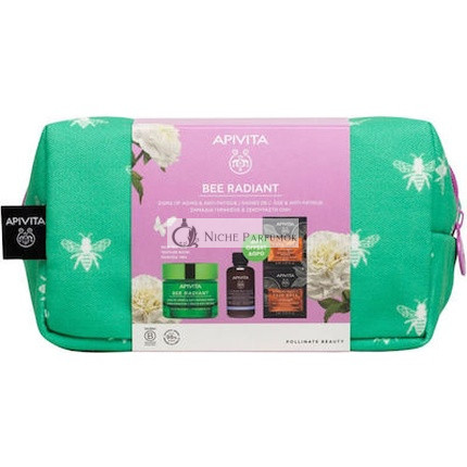 Apivita Promo Bienenstrahlende Creme gegen Alterszeichen - Hydratisierende Textur mit gratis Reinigungs-Schaum für Gesicht und Augen, gratis Orangen-Gesichtsmaske - 1 Set