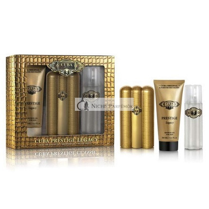 Cuba Prestige Legacy Ajándékcsomag Férfiaknak, 3,3 fl.oz. Eau De Toilette Spray, 3,3 fl.oz. After Shave, 6,6 fl.oz. Shower Gel, 3 darab