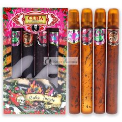   Cuba Original Parfums Des Champs Jungle Collection 4 darabos Parfüm Ajándékcsomag - Tartalmazza: Snake, Tiger, Zebra Heartbreaker - 33,1 g Parfüm (EDP)