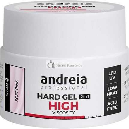 Andreia Professional Hard Nail Gel Biphasic 2 az 1-ben LED és UV Gél Körömépítő Magas Viskozitású Puha Rózsaszín, 44g