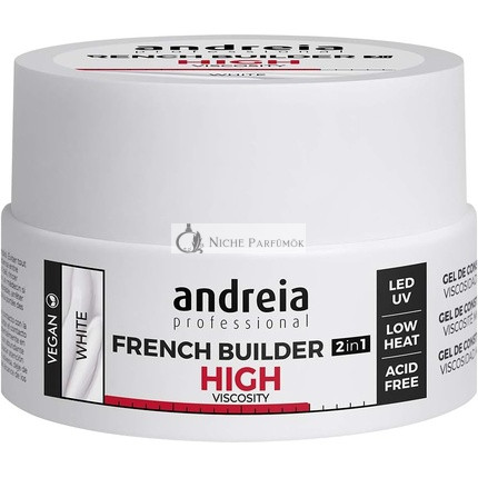 Andreia Professzionális Francia Körömépítő Manikűr Magas Viskozitás Biphasic 2 az 1-ben LED és UV Vegán Fehér 22g
