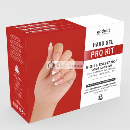 Andreia Professional Hard Gel Körömkészlet PRO Manikűr és Gél Lakkhoz, Építő Gél, Ultrabond Köröm Primer, Körömlakk, Extra Glow, Prep Clean Tisztító, Körömreszelő, Törölköző és Ecset