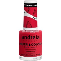   Andreia Professional NutriColor Lélegző Körömlakk Vegan és Állatkísérlet Mentes DIY Köröm Művészet Hosszan Tartó Fényes Finish Szín NC37 Élénk Piros, 10.5ml