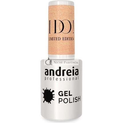 Andreia Professioneller Halbpermanenter Gellack I DO Limited Collection Farbe ID3 Champagne Nude mit Goldglitzer, 10,5ml