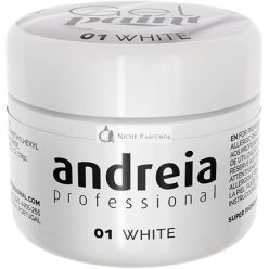   Andreia Professzionális Köröm Művészeti Gél Festék Tégelyek Magasan Pigmentált Intenzív Szín Nincs Áramlás Magas Viscositas UV Gél Festék DIY Manikűr Vegán 4g 01 Fehér