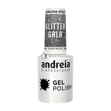 Andreia Csillámos Zselé Lakk UV/LED Lámpához, Szín: GG1 Ezüst Szürke, 10.5ml