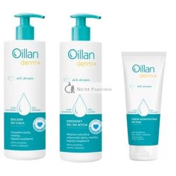   Oillan Derm Testápoló Készlet - Testápoló Balzsam, Tisztító Gél, Kézkrém Koncentrátum