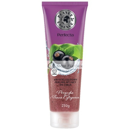 Planet Essence Anti-Cellulit Tisztító Peeling Testre Fekete Ribizli és Citromfű, 250ml
