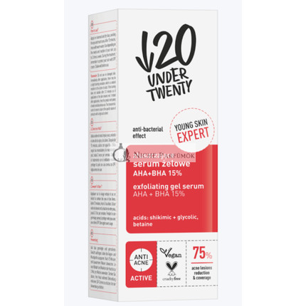Under Twenty Anti-Akne Antibakterielles Peeling-Gel-Serum mit AHA und BHA-Säuren, Vegan
