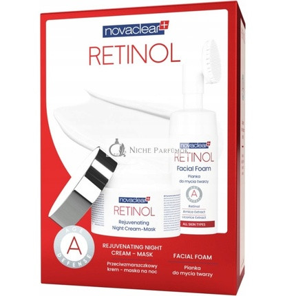 Novaclear Retinol Anti-Falten Set: Nachtcreme-Maske 50 Ml und Gesichtreinigungs-Schaum 100 Ml