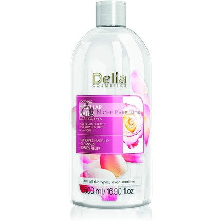 Delia Cosmetics Beruhigende Mizellenwasser-Gesichtsreinigung mit Rosenblütenextrakt und Allantoin, 500ml