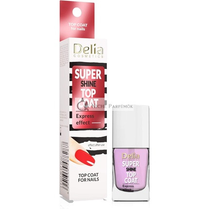 Delia Cosmetics Super Shine Top Coat Stärkend & Schützend für die Nagelplatte mit Acai-Beerenöl Schnell Trocknend 11ml