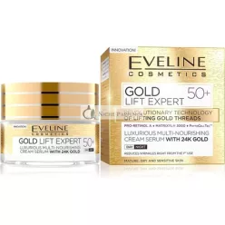   Eveline Cosmetics Gold Lift Expert Multi-Nourishing Cream-Serum 50+ Anti-Aging Gesichtscreme mit 24k Gold, 50ml