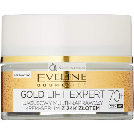 Eveline Cosmetics Gold Lift Expert Erős Ránctalanító, Firming Krém Nappali és Éjszakai Használatra 70+, 24K Arannyal, 50ml