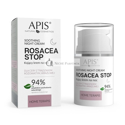 Apis Rosacea Stop Beruhigende Nachtcreme für Reizbare und Empfindliche Haut, 50g