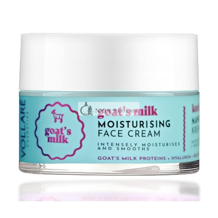 Vollare Cosmetics Arckrém Nőknek Hidratáló Simító Bőrápoló Termékek Hialuronsavval és Tejfehérjével, Kecsketej Krém, 50ml