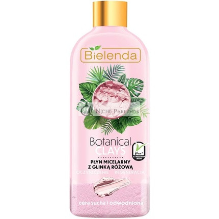 Bielenda Botanische Tone Vegan Micellare Abschminkmittel mit Rosa Ton für Trockene und Dehydrierte Haut, 500 ml
