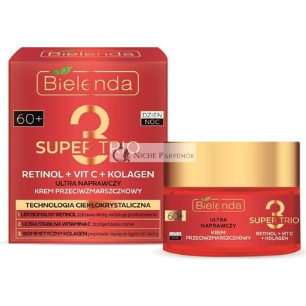 Bielenda Super Trio Retinol Vitamin C Kollagén Ultra Javító Ránctalanító Krém 60+ 50ml