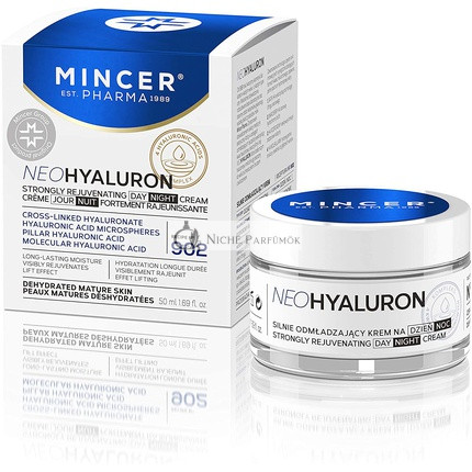Mincer Pharma Neo Hyaluronic Magasan Rejuvenáló Hidratáló Nappali és Éjszakai Arckrém Hyaluronsavval, 50ml