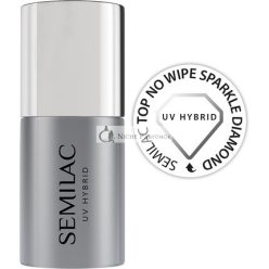   Semilac Top No Wipe Sparkle Diamond 7ml UV LED Fedőlakk Hybrid Körömlakkhoz - Matt Finish, Átlátszó, Véd