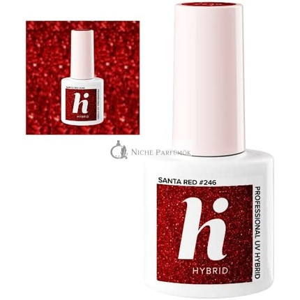 Hi Hybrid 246 Dunkles Glitzer Santa Rot UV Gel Nagellack 5ml