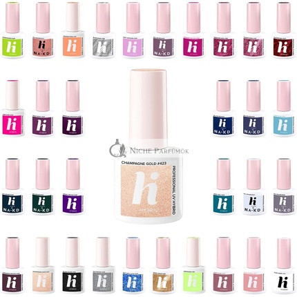 Hi Hybrid UV Zselés Körömlakk Népszerű Bézs, Kék, Barna, Rózsaszín, Sárga, Arany, Zöld és Szürke Színekben, 5ml, 423 Champagne Arany