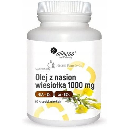 Aliness Nachtkerzenöl 1000mg GLA 9% LA 85%, 90 Weichkapseln