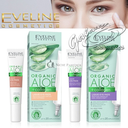 Eveline Organic Aloe + Collagen Liquid Under Eye Pads No Rinse Cooling Gel, 20ml