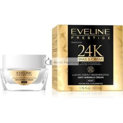   Eveline Cosmetics Prestige 24k Csiga és Kaviár Ránctalanító Éjszakai Krém, 50ml