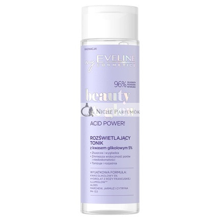 Eveline Cosmetics Beauty & Glow Világító Tonik 5% Glykolsavval, 200ml