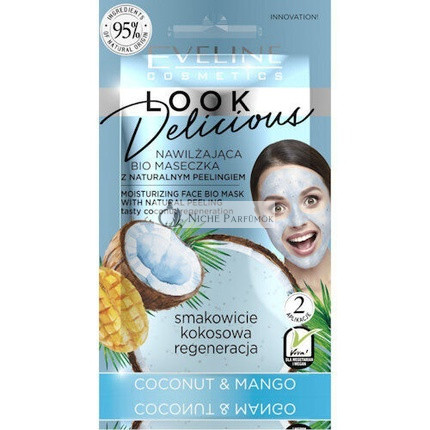 Eveline Look Delicious Kókusz & Mangó Hidratáló Arcpakolás Hámlasztó Illattal