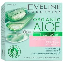   Eveline Cosmetics Organikus Aloe + Kollagén Hidratáló és Nyugtató Arckrém Gél, 50ml
