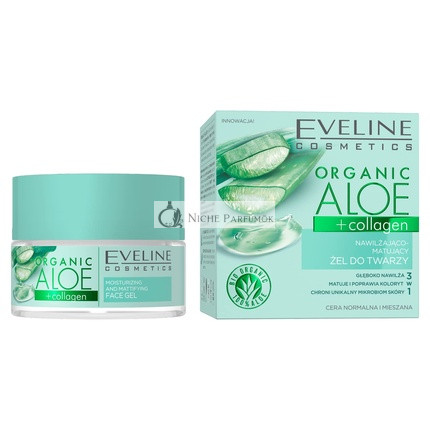 Eveline Cosmetics Organikus Aloe + Kollagén Hidratáló Mattító Arcleválasztó Gél, 50ml