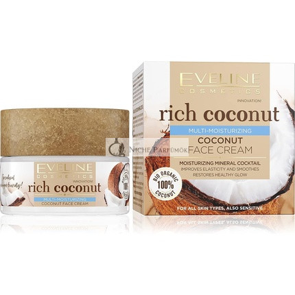 Eveline Cosmetics Gazdag Kókuszos Többfunkciós Hidratáló Arckrém 97% Természetes, Nappali és Éjszakai, 50ml