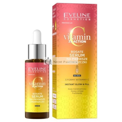 Vitamin C 3x Wirkung Reichhaltiges Serum für Erste Falten 30ml Eveli