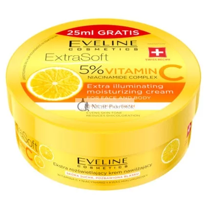 Eveline Extra Soft Aufhellende Creme für Gesicht und Körper 5% Vitamin C + Niacinamid