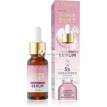 Eveline Super Duet Helyreállító Szérum 5% Ceramidokkal és E-vitaminnal, 18ml