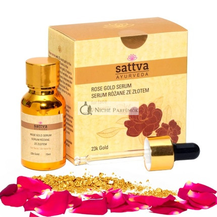 Sattva Rosen-Gold-Gesichtsöl-Serum mit Rosenöl und 23K Gold, 15ml