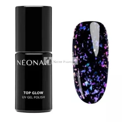   NEONAIL UV Körömlakk Top Coat Gel UV Top Glow Violet Aurora Flakes 7,2 ml