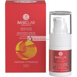   BasicLab Retinolt, Koenzim Q10-t és C-vitamint tartalmazó arckrém, 15ml, Ránctalanító éjszakai szérum nőknek