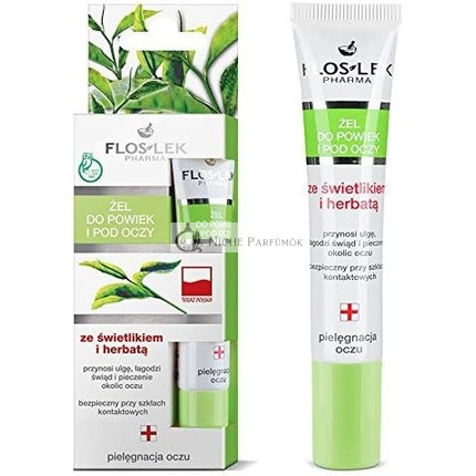 Floslek Lid- und Augen-Gel mit Augentrost und Grünem Tee, 15ml