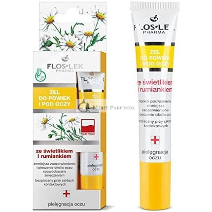 FLOSLEK Augen-Kontur- und Unter-Eyegel mit Augenschutz und Champagner, 15ml