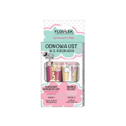 Floslek Vege Lippenpflege Lippenverjüngungsset in 2 Schritten Zuckerscrub, 100ml