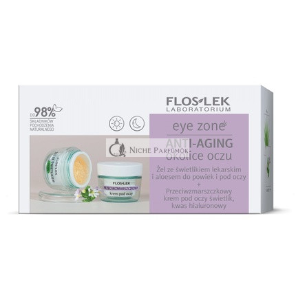 Floslekset Augenbereich Gel mit Augenkraut und Aloe - 10g Anti-Falten Augencreme mit Hyaluronsäure - 15ml